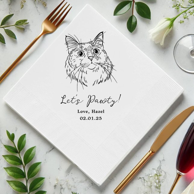 Servilleta De Papel Pintado Personalizado gato Boda de cócteles dibuja (Subido por el creador)