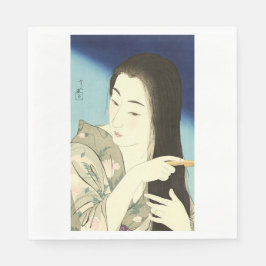 Servilleta De Papel Pintando su pelo (bella mujer asiática) (Kotondo)
