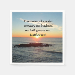 SERVILLETA DE PAPEL PINTORESCA MATTHEW 11"28 SCRIPTURE VERSE