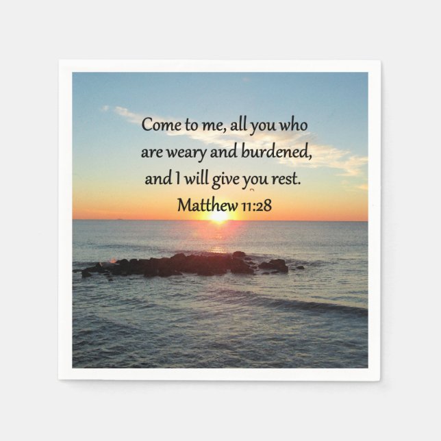 SERVILLETA DE PAPEL PINTORESCA MATTHEW 11"28 SCRIPTURE VERSE (Anverso)