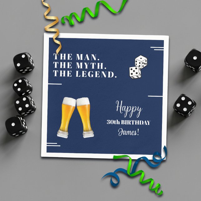 Servilleta De Papel Pints Elegantes de Dados Rodantes Cumpleaños 30 (Subido por el creador)