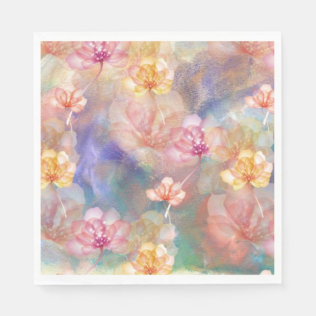 Servilleta De Papel Pintura abstracta y flores (Anverso)