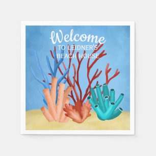 Servilleta De Papel Pintura acuarela de corales marinos