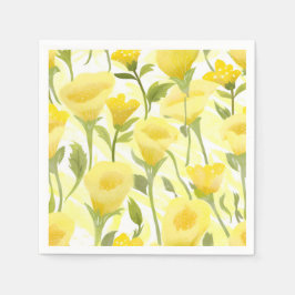 Servilleta De Papel Pintura Acuarela Floral Amarilla