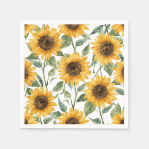 Servilleta De Papel Pintura Acuarela Floral Amarillo Girasoles