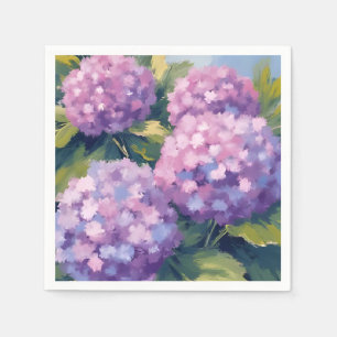 Servilleta De Papel Pintura Acuarela Floral Hortensias Purpúreas