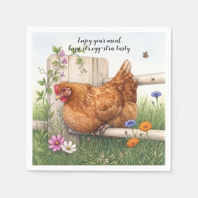 Servilleta De Papel pintura acuarela Pollo Marrón (Anverso)