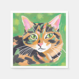 Servilleta De Papel Pintura al Acuarela de Gato Carey