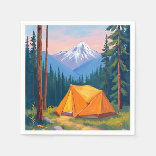 Servilleta De Papel Pintura al Acuarela de Montaña de Camping