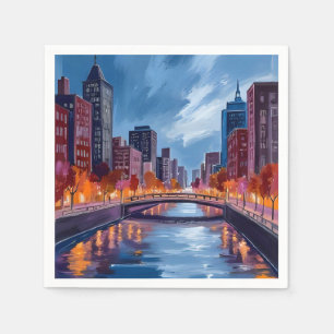 Servilleta De Papel Pintura al Acuarela de Noches de Ciudad
