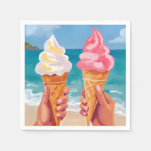 Servilleta De Papel Pintura al Acuarela de Playa de Helado Oceano