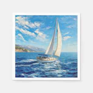 Servilleta De Papel Pintura al impasto de barco de vela