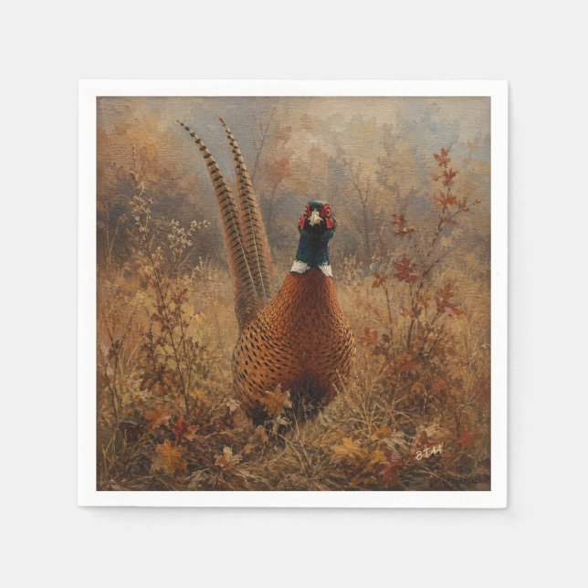 Servilleta De Papel Pintura al óleo de faisán de otoño (Anverso)