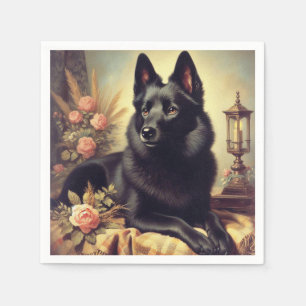 Servilleta De Papel Pintura antigua de perro Schipperke