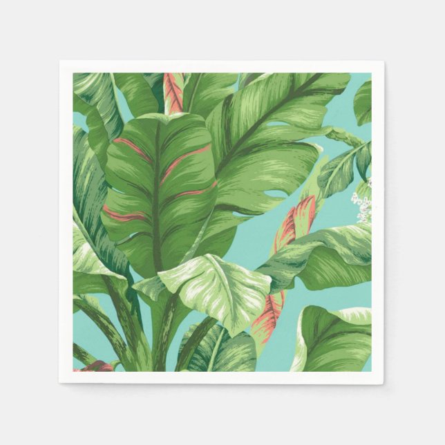 Servilleta De Papel Pintura artística de hojas de plátano y acuarela d (Anverso)