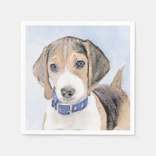 Servilleta De Papel Pintura Beagle - Arte Perro Original Cuto (Anverso)