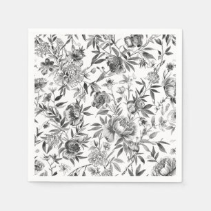 Servilleta De Papel Pintura botánica floral de acuarela Chinesca
