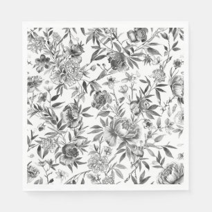 Servilleta De Papel Pintura botánica floral de acuarela en estilo chin