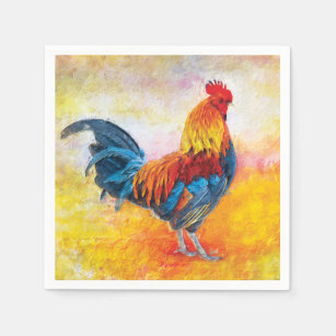 Servilleta De Papel Pintura colorida del arte de Digitaces del gallo