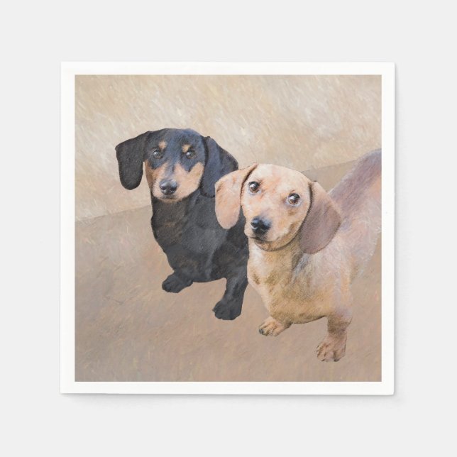 Servilleta De Papel Pintura Dachshund (suave) - Arte Perro Original (Anverso)