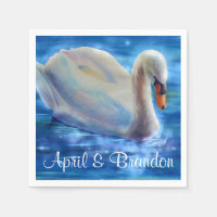 Pintura de acuarela de cisne blanco, aves acuática