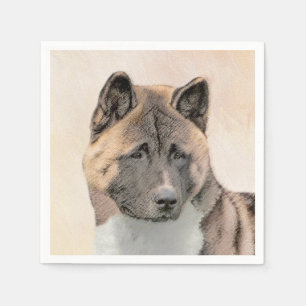 Servilleta De Papel Pintura de Akita - Arte de Perro Original.