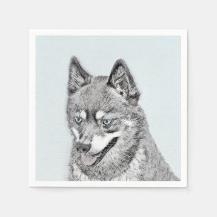 Servilleta De Papel Pintura de Alaskan Klee Kai - Arte Perro Original.