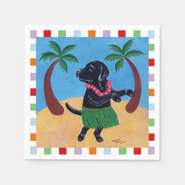 Servilleta De Papel Pintura de Aloha Black Lab (Anverso)
