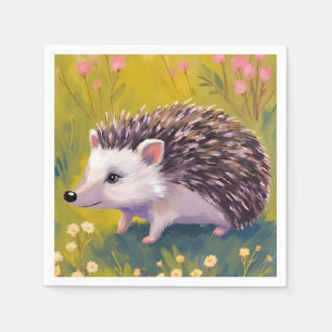 Servilleta De Papel Pintura de animal de erizo de campo floral