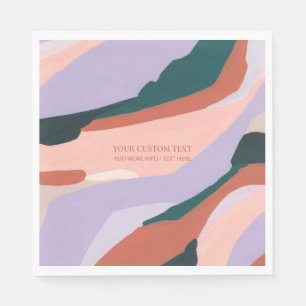 Servilleta De Papel Pintura de arte abstracto púrpura y verde con text