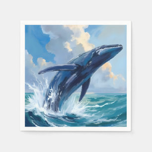 Servilleta De Papel Pintura de ballena azul animal marino