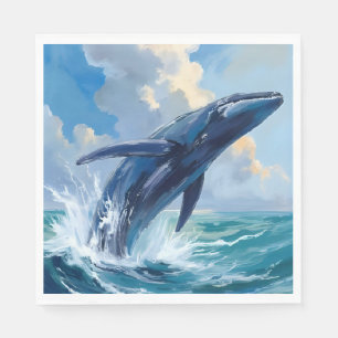 Servilleta De Papel Pintura de ballena azul animal marino
