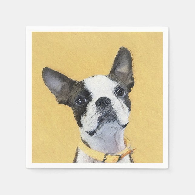 Servilleta De Papel Pintura de Boston Terrier - Arte de Perro Original (Anverso)