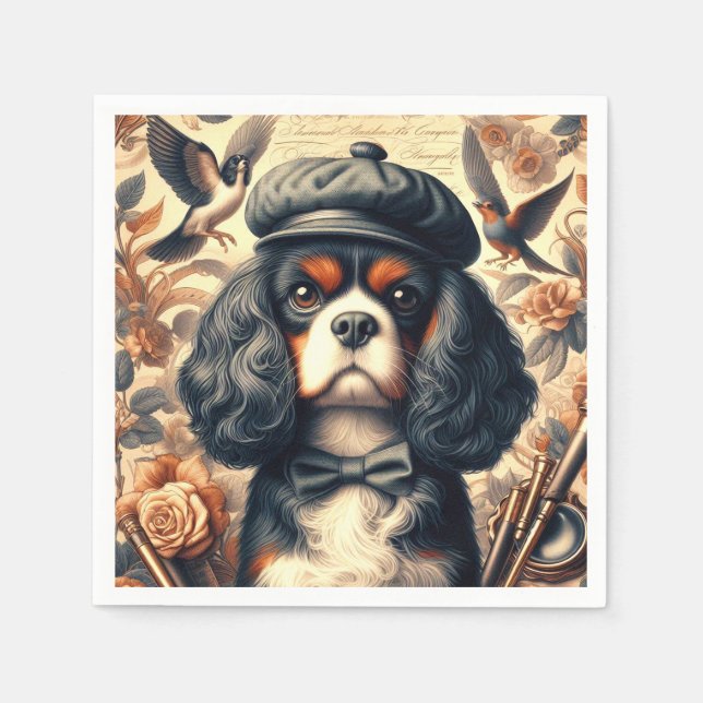 Servilleta De Papel Pintura de Cavalier King Charles Spaniel (Anverso)