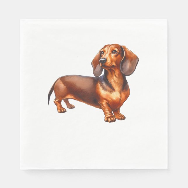 Servilleta De Papel Pintura de Dachshund - Paintin acuarela de perro d (Anverso)