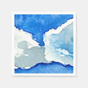 Servilleta De Papel Pintura de dos nubes en acuarela