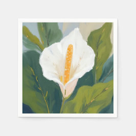 Servilleta De Papel Pintura de Flor de Lirio de la Paz Acuarela Floral
