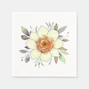 Servilleta De Papel Pintura de flores de acuarela botánica con follaje