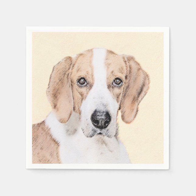 Servilleta De Papel Pintura de Foxhound estadounidense - Arte de Perro (Anverso)