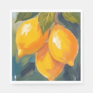 Servilleta De Papel Pintura de frutas al acuarela de limonero