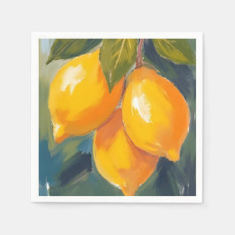 Servilleta De Papel Pintura de frutas al acuarela de limonero