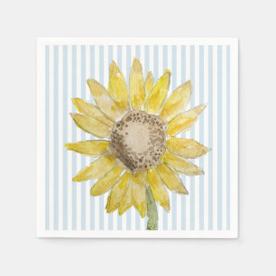Servilleta De Papel Pintura de girasol franja azul