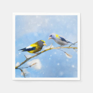 Servilleta De Papel Pintura de Grosbeak por la noche - Arte de Perro O