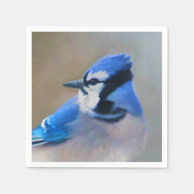 Servilleta De Papel Pintura de Jay azul - Arte de pájaro original (Anverso)