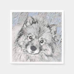 Servilleta De Papel Pintura de Keeshond Beth - Arte de Perro Original.