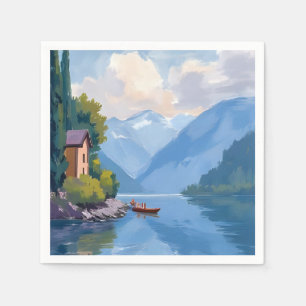 Servilleta De Papel Pintura de Lake Como, Italia Acuarela