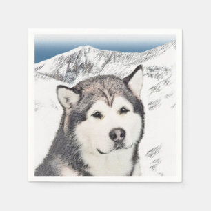 Servilleta De Papel Pintura de Malamute de Alaska - Arte de Perro Orig