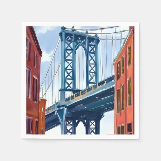 Servilleta De Papel Pintura de Manhattan Bridge en Nueva York (Anverso)
