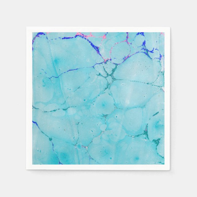 Servilleta De Papel Pintura de mármol Verde azulado turquesa Abstrato  (Anverso)