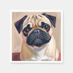 Servilleta De Papel Pintura de Mascota Perro Pug 